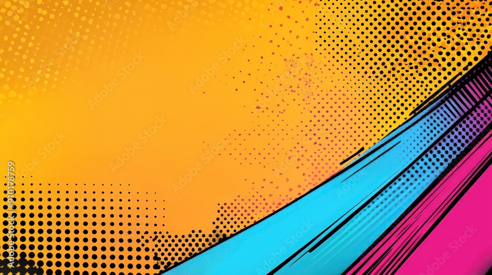Poster Bold colors create an eye-catching abstract background with dotted patterns and flowing lines, ideal for design projects or creative use