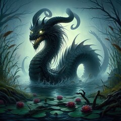 Bukavac In Slavic tradition, this terrifying lake monster hides in shadows with voracious hunger. Its black, scaly body and massive horns strike fear into those who glimpse its red eyes