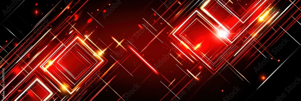 Aufkleber a vibrant abstract design featuring geometric shapes and dynamic lines in red and black, conveying a