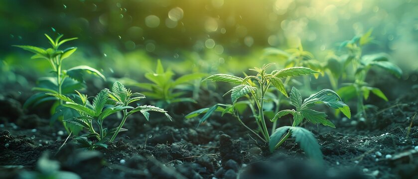 Cannabis plants in a phytoremediation project Cleaning contaminated soils