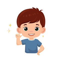 kid child boy expression happy confident vector cartoon illustration  flat  design 