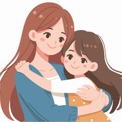 mother holds her son with care and love. Happy Mothers Day concept with mom and small boy. Vector illustration