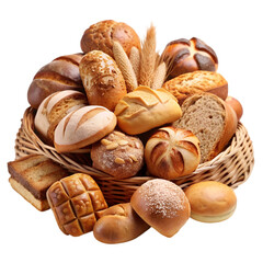 A variety of breads and buns arranged in a circle