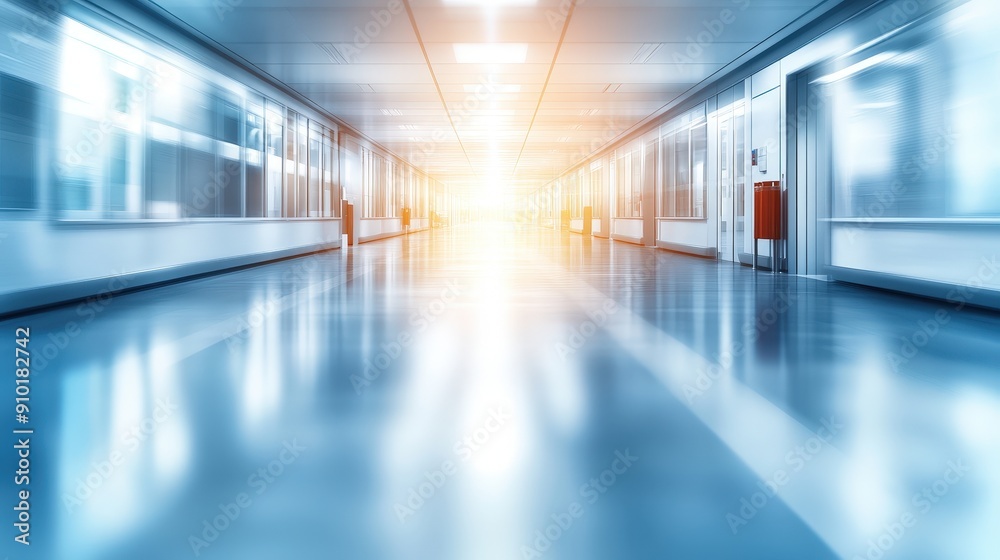 Poster a bright hallway showcases smooth, reflective floors illuminated by soft lighting, creating an invit