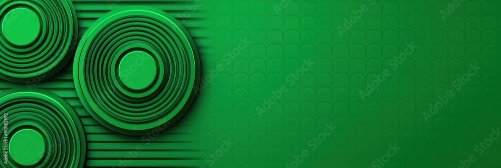 Poster A vibrant green backdrop showcases circular patterns and textured lines, creating an artistic and modern aesthetic suitable for various design projects