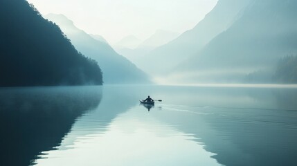 Solitude on a Misty Lake