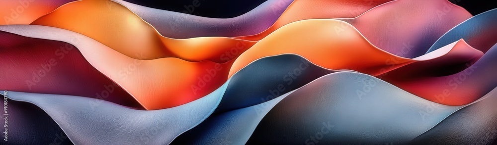 Aufkleber Colorful, flowing abstract shapes create a sense of movement and depth, blending warm and cool hues in a captivating creation