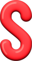3D font balloon red alphabet letters S