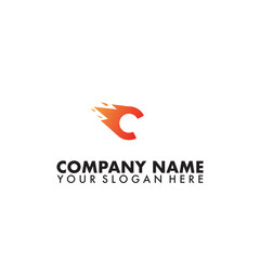Comet meteor and letter C logo vector © Nocturlicious