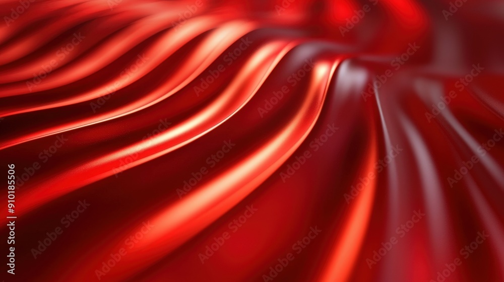 Fototapete Curved red fabric creates smooth, flowing lines that catch light, emphasizing texture and movement, creating a captivating visual effect