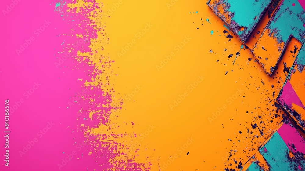 Poster a striking interplay of pink and orange hues with textured layers creates a captivating abstract des