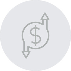 Cashflow Vector Line Grey Circle Grey