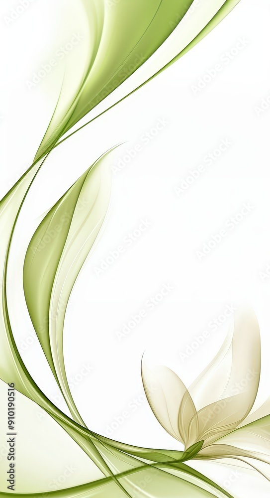 Leinwandbilder a harmonious blend of green and white colors combines elegant lines and delicate floral shapes, crea
