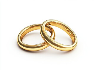 3d realistic gold wedding rings isolated on white background, detailed