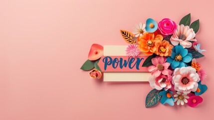 A "Girl Power" sign decorated with bright colors and flowers