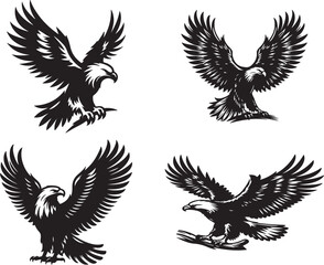 American eagle bundle with vector silhouette art of illustration.
