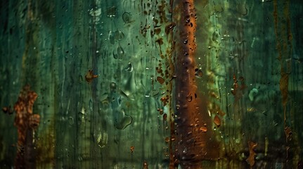 Abstract Water Droplets on Rusted Metal