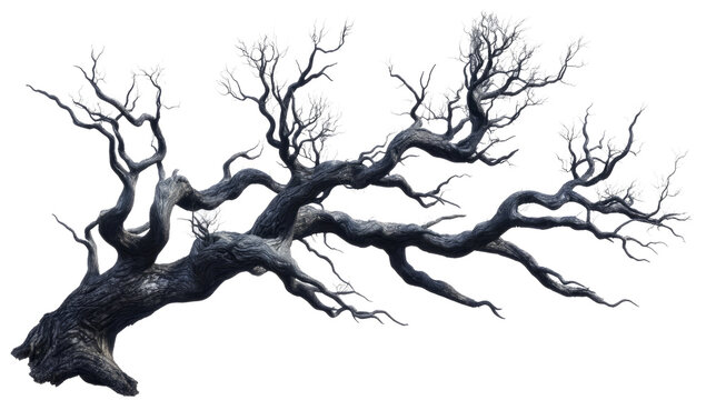 old dead spooky tree isolated on white or transparent png