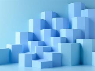 Obraz premium Blue hexagonal podiums