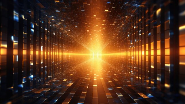 abstract tunnel virtual digital of big data code 1 and 0 technology,dot,convergence,innovation --ar 16:9 --v 5.2 Job ID: 395911ae-0776-4104-83fc-2cd63480b419