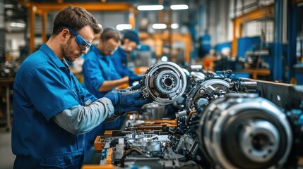 A skilled technician works on machinery in a modern workshop, showcasing precision and expertise in engineering tasks.