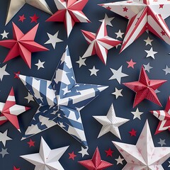 Obraz premium A festive pattern of delicate paper stars and stripes, perfect for patriotic decor..