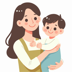 Mother and kid. Pregnant woman, mom play with son, hold baby, hug daughter and read book. Happy mothers day