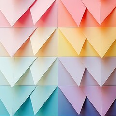 A beautiful gradient of delicate paper triangles arranged for holiday decor..