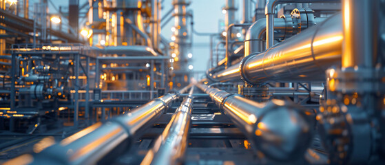 Industrial Piping and Valves in a Refinery or Chemical Plant