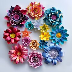Festive event-ready circular arrangement of vibrant paper flowers..