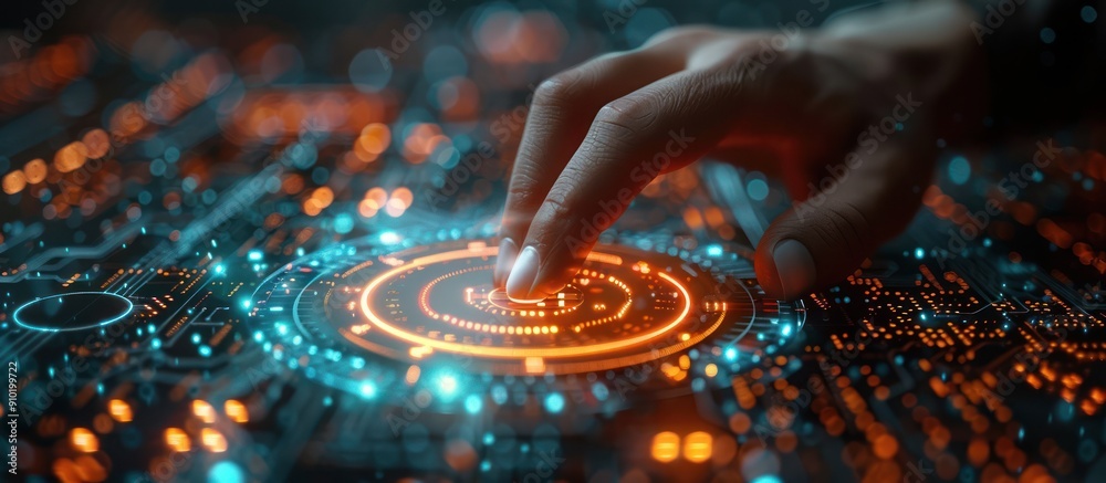 Canvas Prints futuristic interface - fingertip control