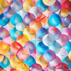 A bright checkerboard pattern of paper circles and diamonds for festive decor..