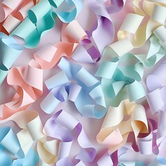 Pastel-hued delicate paper shapes arranged in a mosaic pattern for holiday decor..