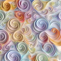 A vibrant pattern of delicate paper swirls in multiple colors for holiday decorations..