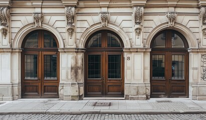 Obraz premium Facade of Classic Building., Traditional Building Front View