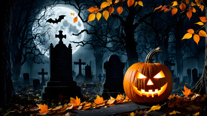 Fototapeta premium halloween background with pumpkin