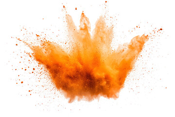 orange powder pulver explosion isolated on white or transparent