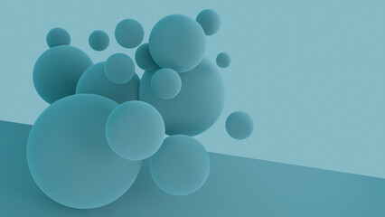 Large and small blue spheres form a beautiful and harmonious picture, which is a good material for background images.