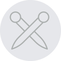 Knitting Needles Vector Line Grey Circle Grey