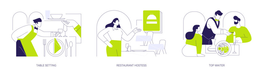 Fine dining restaurant abstract concept vector illustrations.