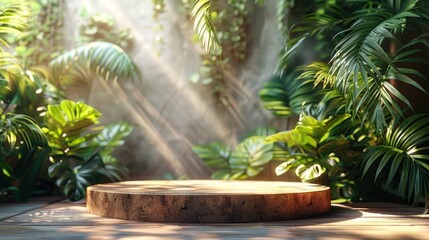 Wooden Platform in Lush Greenery