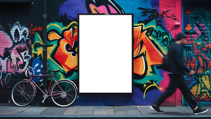 Naklejka premium Urban Street Poster Mockup with Graffiti and Dynamic Elements