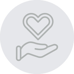 Hands with heart Vector Line Grey Circle Grey