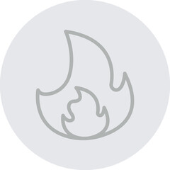 Flame Vector Line Grey Circle Grey