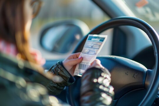 Learner Driver Holding Permit Ready for Driving Test - Focus on Determination and Readiness