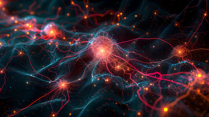 Abstract 3D Digital Network Illustration