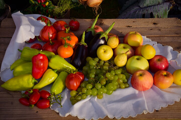 Autumn harvest fruits and vegetables