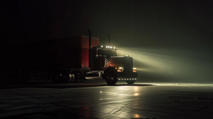 A powerful image of a truck emerging from the shadows into a dim beam of light, highlighting resilience and the journey ahead.