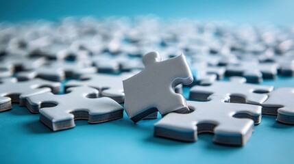Puzzle Pieces on Blue Background