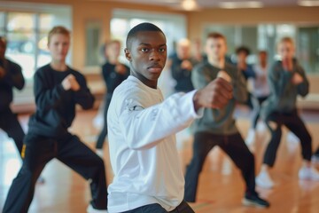 Community Self Defense Class: Group Practices Defensive Stances for Safety and Empowerment